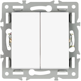 Переключатель
PRESTO,  GLARE,  VERSA,  двухклавишный,  без подсветки,   цвет - белый,  пластмасса,  043727 ARL,  043727,  Аrlight
 - PULSAL.RU
