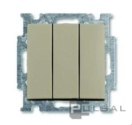 Выключатель
Basic 55,  трехклавишный,  без подсветки,   цвет - шампань,  пластмасса,  106/3/1 UC-93-507,  2CKA001012A2163,  ABB
 - PULSAL.RU