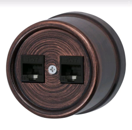 Розетка компьютерная RJ45 Cat.5 (UTP)
Лизетта,  двойная,   цвет - медный век,  пластмасса,  B1-302-16,  Bironi
 - PULSAL.RU