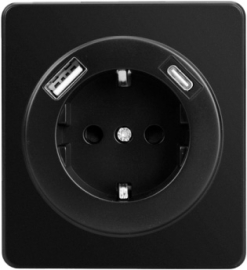 Розетка USB type-A+C, 3.0А с электрической розеткой
Miele Round,  USB type-C 5V,  USB type-A 5V,  двойная,   цвет - оникс,  пластмасса,  KR-78-0704-3,  Kranz
 - PULSAL.RU