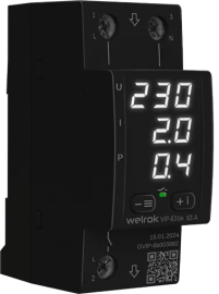 Многофункциональное реле напряжения с контролем тока 1P+N Relay welrok, 1НО, 63А, 220В AC, VIP-63 bk, Welrok - PULSAL.RU