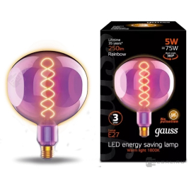 Ретро-лампа LOFT G150 rainbow (радужное напыление)
филаментная
Black,   цоколь - E27,   мощность - 5Вт,   световой поток - 250Лм,   цвет свечения - 1800К,  не диммируется,  1007802103,  Gauss - PULSAL.RU